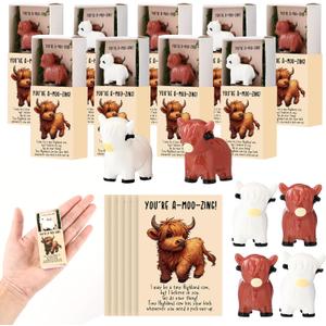 36 Pcs Valentines Gifts for Office Coworkers Staff Employee Teacher Emotional Nuggets Support Cards Valentines Day Gifts for Coworkers Work Team Desk Decor (Highland Cow)