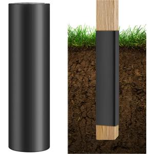 Pushglossy 16 ft Fence Post Protector Roll to Size Waterproof Rot Protection Sleeve Dual Layer Wood Post Wrap with 3" x 3" 4" x 4" 5 x 5'' 6 x 6" Square and 3'' to 7'' Round, Fits Any Size(PVC Butyl)