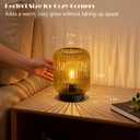 LUSHARBOR Battery Operated Lamp, Cordless Table Lamps for Home Decor, Battery Powered Nightlight with LED Bulb, Decorative Glass Beside Lamp for Bedroom Living Room-Gold