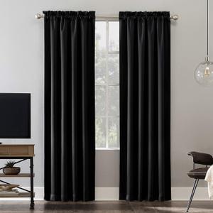Sun Zero Oslo Theater Grade Extreme Total Blackout Rod Pocket Curtain Panel, 52" x 63", Black