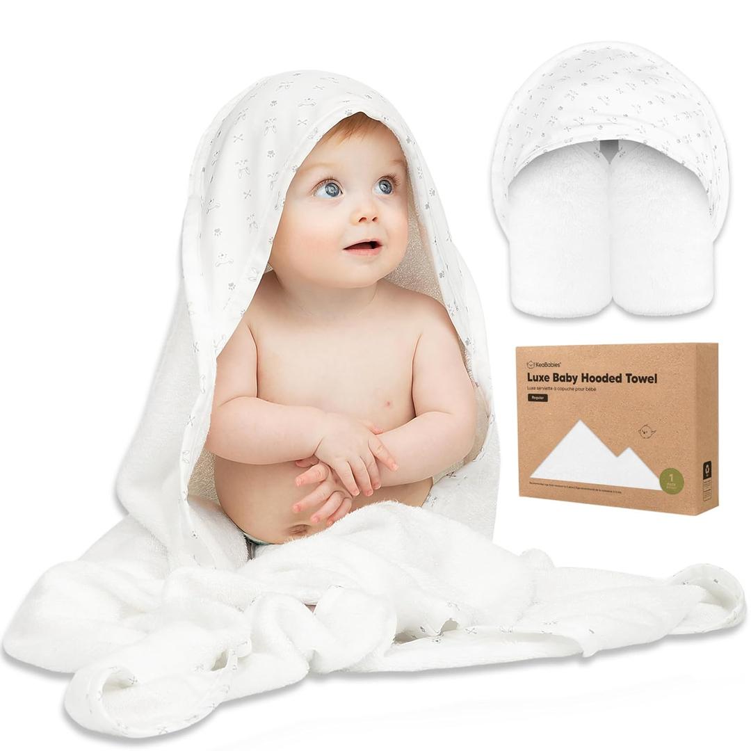 KeaBabies Hooded Baby Towel for Newborn - Viscose Derived from Bamboo Large Baby Bath Towels with Hood for Boys, Girls, Toddler, Extra Absorbent & Soft Newborn Bath Essentials (KeaStory, Regular)