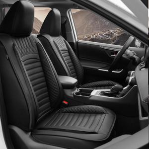 Car seat Covers Compatible with Toyota RAV4 2019-2024 2025 Hybrid XLE LE SE XLE Premium, Limited Automotive Cushion Protector Replacement, Waterproof Faux Leather(Full Set, Black) (Custom fit Black)