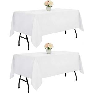 DRESSMAKER 2 Pack White Table Cloth Rectangle 60x102 Inches Polyester Tablecloth for 6ft Tables Washable Fabric Table Cloths for Party,Wedding Banquet