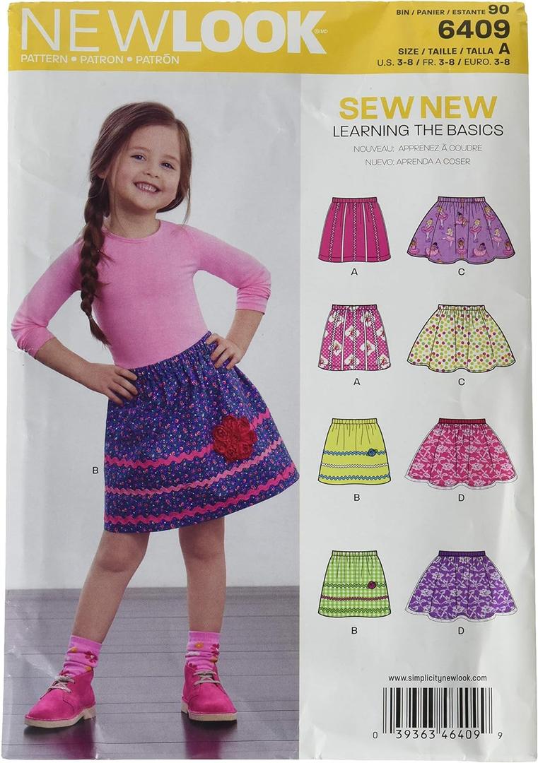New Look Sewing Pattern UN6409A Autumn Collection Child's Pull-On Skirts Sewing Patterns, A (3-4-5-6-7-8)