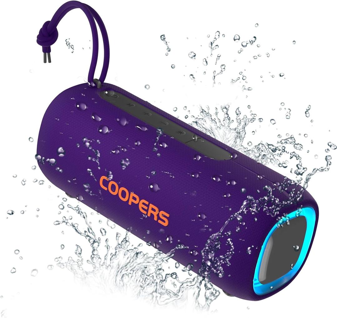 Portable Bluetooth Speaker, Wireless Bluetooth Speaker with Clear Loud Stereo Sound, IPX5 Waterproof Speakers with RGB Lights, BT5.3, Long Playtime, TWS Pairing for Home Outdoor Party Beach Travel (Purple)