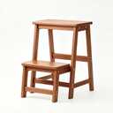 Solid Wood 2 Step Folding Step Stool, Heavy Duty Foldable Wooden Step Ladder, Multi-Purpose Household Step Stool for Kitchen Bedroom Closet Access