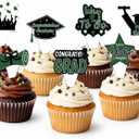 4 x 42pcs Graduation Cupcake Toppers Class of 2026 Paper Cupcake Picks Grad Cap Diploma Picks for Dessert Food Pizza Decorations (Green white)