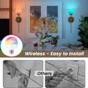 Vintage Battery Operated Wall Sconce Set of 2, Wall Lights with RGB Dimmable Bulbs and Remote,Rechargeable LED Wireless Wall Lamps for Living Room Hallway Bedroom