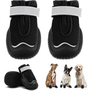 Hcpet Dog Boots for Large Dogs, Dog Shoes for Winter Snow Hot Pavement, Paw Protector Dog Booties Designed for Comfort and Breathability, Outdoor Booties for Small Medium Dogs for Hiking Black Size 3 (#3 (Width 1.77 inch) for 31-38 lbs)