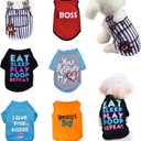 6 Pack Dog Clothes for Small Dogs Boy, Soft and Breathable Puppy Kitten Dog Shirts with Letters for Pet Cats, Summer Dogs' T-Shirts Apparel Sleeveless Vests for Chihuahua Yorkies (Boy, M)