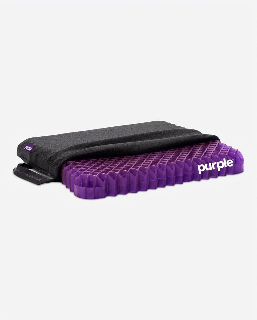Purple Royal Seat Cushion, Portable 2 Inch Gel Seat Cushion, GelFlex Grid
Handles for Car, Office Chair, Stadium - Pressure-Reducing for Hard Seats, Temperature-Neutral, No-Slip - Made in USA