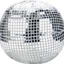 Disco Ball Pillow - Silver Disco Throw Pillow, 12'' Round, Funky Sequin Decoration for Teen Girls' Preppy Room Decor