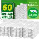 Dry Mop Refills Thickened and Feathery Pads 60 Count for Dirt, Pet Hair and Dust, Compatible with Swiffer Sweeper and ClicLak Regular Mop, Disposable Sweeping Cloths for Floor Mopping and Cleaning