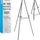 U.S. Art Supply 66" High Black Metal Display Art Easel - Large Adjustable Height Portable Easel Stand, Sign Display, Holds 25 lbs - Floor & Tabletop Easels, Sign Stand