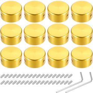 MECCANIXITY 12 Pcs Footswitch Toppers Guitar Pedal Button Caps Metal Footswitch Top Cover 3/8" for Guitar Effects Pedal Buttons, Gold