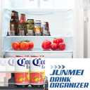 Drink Organizer for Mini Fridge (Fits Depth 12.2"), 12oz 16oz 20oz Soda Can Dispenser, Width Adjustable Automatic Pusher Glide, 12.2" D 4ROW Holds 16 Cans, White