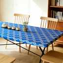 2 x Rectangle Picnic Table Cloth, Elastic Waterproof Fitted Vinyl Tablecloths for 6 Foot Tables, Wipeable Flannel Backed Table Covers for Dining, Camping, Outdoor(Blue,30"x72")