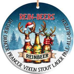 2025 Christmas Ornament  Rein-Beers Funny Ornament, Beer Lover Holiday Decoration, Gag Xmas Tree Gift