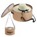 Hat Organizer for Women and Men, Round Hat Storage Box Portable Felt Hat Container Foldable Hat Holder with Dust Proof Lid, Hat Rack for Closet or Travel (17" D x 10" H, Khaki)