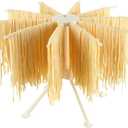 Ourokhome Collapsible Pasta Drying Rack, Plastic Foldable Homemade Fresh Spaghetti Stand Dryer Noodle Hanger for Kitchen with 10 Arms, Stable, Easy Storage, Quickly Set Up (White)