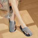 COFACE Womens Dressy Orthotic Sandals with Plantar Fasciitis Arch Support Ladies Breathable Woven Mesh Mules Lightweight Fashion Flats Sandles Comfortable Cushion Walking Slides