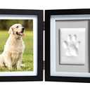 Pearhead Pet Paw Print Photo Frame With Clay Imprint Kit - Wooden Pet Paw Print Frame, DIY Memorial Keepsake for Cats and Dogs, No Mess Clay for Perfect Pawprints, Ideal Home Decor and Gift, Black