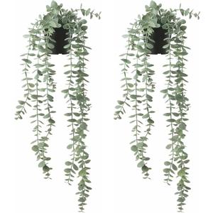 Fake Hanging Plants - 2 Pack Artificial Plants Indoor, Fake Ivy Vine & Pearl String, for Office Living Room Bedroom Boho Wall Shelf Indoor Outdoor Decor (Style B)