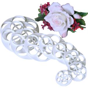 KALAIEN 11pcs set Rose Flower Cutters Set Sugar Paste Baking Mould Cookie Pastry Plunger Cutter Kitchen Tool (White)