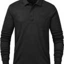 Tyhengta Men's Polo Shirt Long Sleeve Quick Dry Athletic Performance Shirts Pique Golf Shirt Black Medium