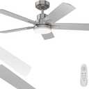 Ceiling Fan with Light 42-Inch, Remote Control Reversible DC Motors, 3CCT Dimmable Timer Noiseless, Nickel Ceiling Fan for Bedroom Living Room, Indoor&Outdoor ETL Listed (42 inches, Sand Nickel)