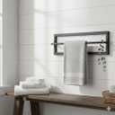 Autumn Alley White Farmhouse Towel Rack Holder Wall Mounted for Bathroom, Laundry Room in Unique Shiplap Design Rustic Distressed Wood Towel Rack, Modern Matte Black Rod