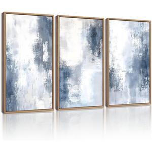 KUVIOKE KUVIOKE Neutral Abstract Framed Wall Art Beige Mid Century Textured Wall Decor Minimalist Modern Illustrations Art Print Home Decor 16x24in (Natural Framed)