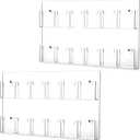Eersida 2 Pack Acrylic Brochure Pamphlet Holder Wall Mount Clear Brochure Display Holder Plastic Trifold Flyer Rack Literature Storage Rack for Offices Waiting Room (12 Pockets, 25 x 15 Inch)