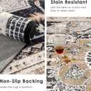 VK VKLIVING Machine Washable Rug 4'x6' Vintage Design Washable Area Rugs with Non Slip Rugs for Living Room Bedroom Traditional Woven Rug Carprt Stain Resistant,Dining Office Boho Rug, Brown&Black