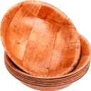 Elsjoy 8 Pack Wooden Woven Salad Bowl, 8 Inch Stackable Round Wood Serving Bowl, Rustic Mixing Bowl for Salad, Fruits, Vegetables, Natural Birch Wood