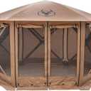 Gazelle Tents G6 Cool Top 6-Sided Portable Gazebo, Easy Pop-Up Hub Screen Tent, Waterproof, UV Resistant, 8-Person & Table, Badlands Brown, 91 x 139 x 123, GG620BR