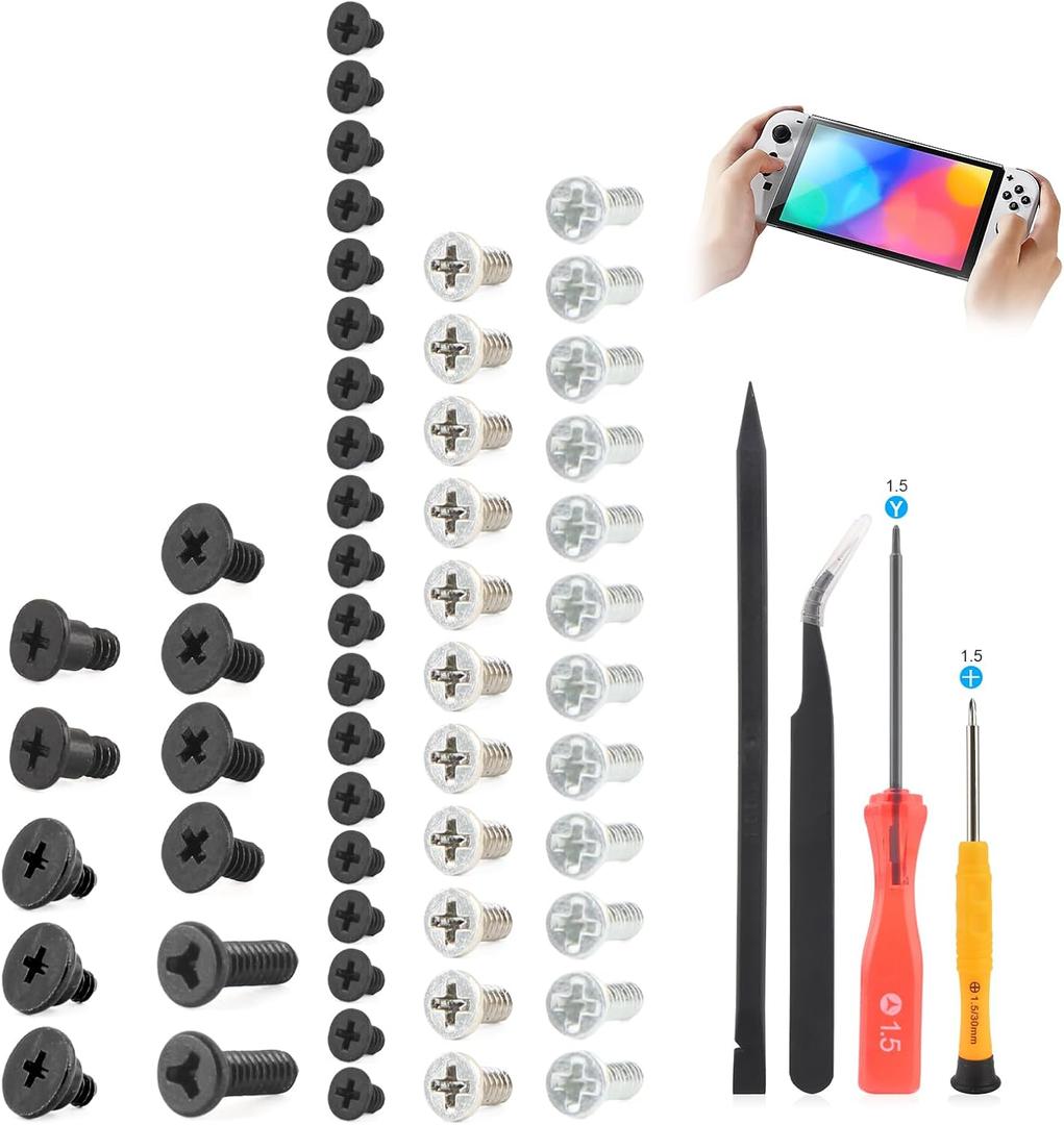 46PCS Full Screws Set for Nintendo Switch OLED Screw Replacement Console Head Accessories Parts with Repair Tools