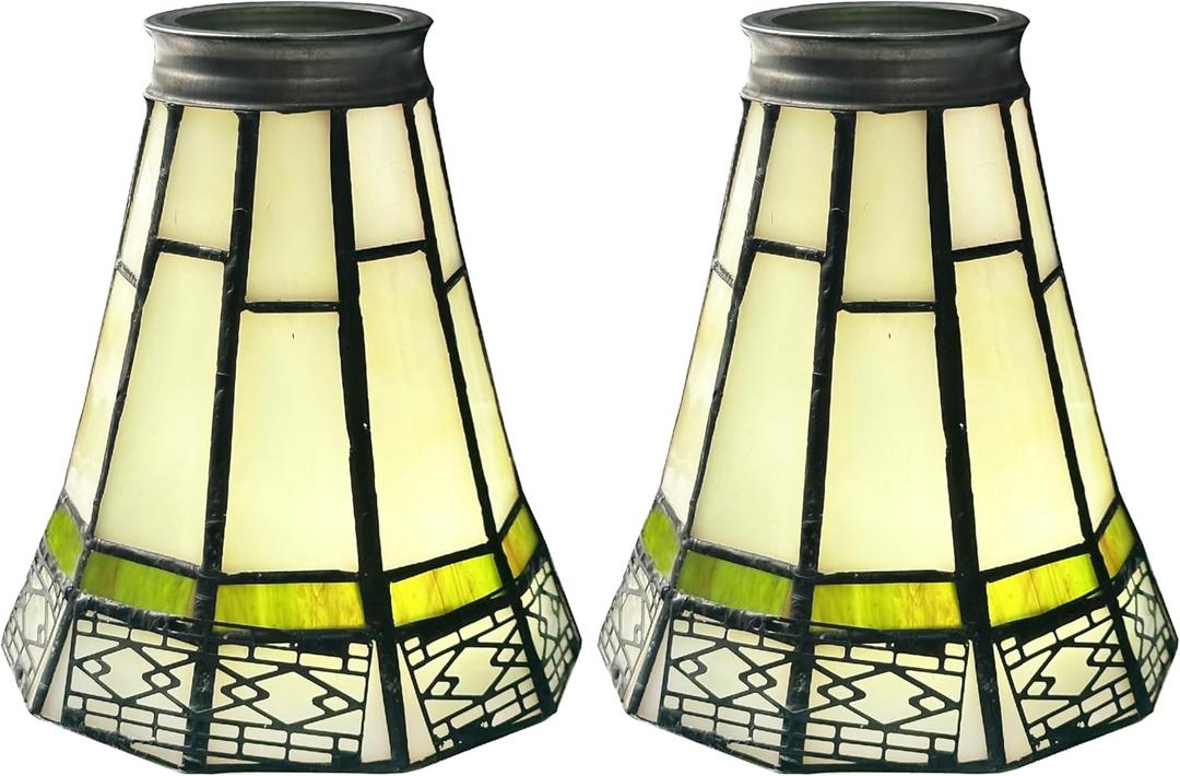 HUIMEIJU Tiffany lampshade replacement. (Off-white) Replacement of fan lamp cover,