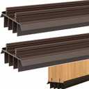 [2 Pack] 36 Inch Exterior Door Sweep with Vinyl Fins Under Door Weather Stripping Seal for Exterior Doors with Kerf Track | Bottom Door Seal Strip | Draft Stopper & Rodent Proof (Brown)