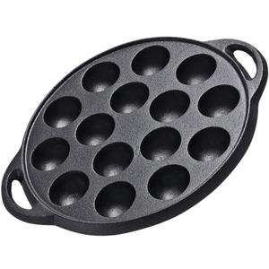 Cabilock Mini Cake Pans Cast Iron Snail Escargot Plate 15 Compartment Holes Black Pancake Mold