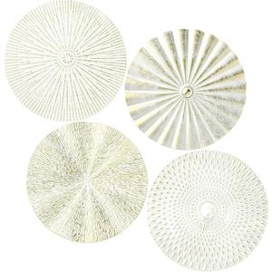 Hicarer 4 Pcs 12 Inch Metal Wall Art Decor Sunburst Hanging Metal Artwork Decor Wall Art Decorations for Home Living Room Office Gift for Christmas(White Gold)