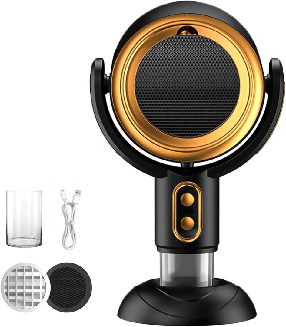 Puff Hide Smoking Fan for Indoors, Black Gold Electric Smoke away Purifier Fan Portable Table Smoke Air Purifier Fan Adjustable Angle Smoke Exhaust Fan Kitchen Mini Filter (Plug-In)