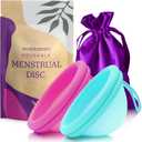 EcoBlossom Reusable Menstrual Disc with Removal String - The Most Reliable Medical Grade Silicone Period Discs - Comfortably use for 12 Hours (Small Pack of 2, Rose & Teal)