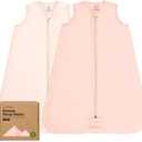 2-Pack Baby Sleep Sacks, Zipper Wearable Blanket - 0.5TOG Organic Cotton, Lightweight, Soft Cozy Infant Sleeping Sack (Mist Rose), L