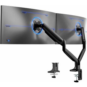 VIVO Premium Aluminum Heavy Duty Dual Monitor Arm for Ultrawide Monitors up to 40 inches and 24 lbs Each, Desk Mount Stand, Pneumatic Height, Max VESA 100x100, Black, STAND-V202Q