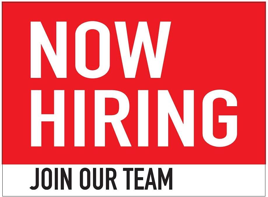 Large 12"x18" Now Hiring Join Our Team Window & Vehicle Decal - Weather and UV Resistant - Outdoor Durability