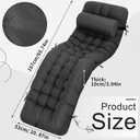 Tudomro 66'' Outdoor Chaise Lounge Cushion Waterproof Patio Pool Chaise Lounge Cushion with Headrest Pillow Tie Fade Resistant Replacement Longue Rocking High Back Chair(Grey,1 Pcs)