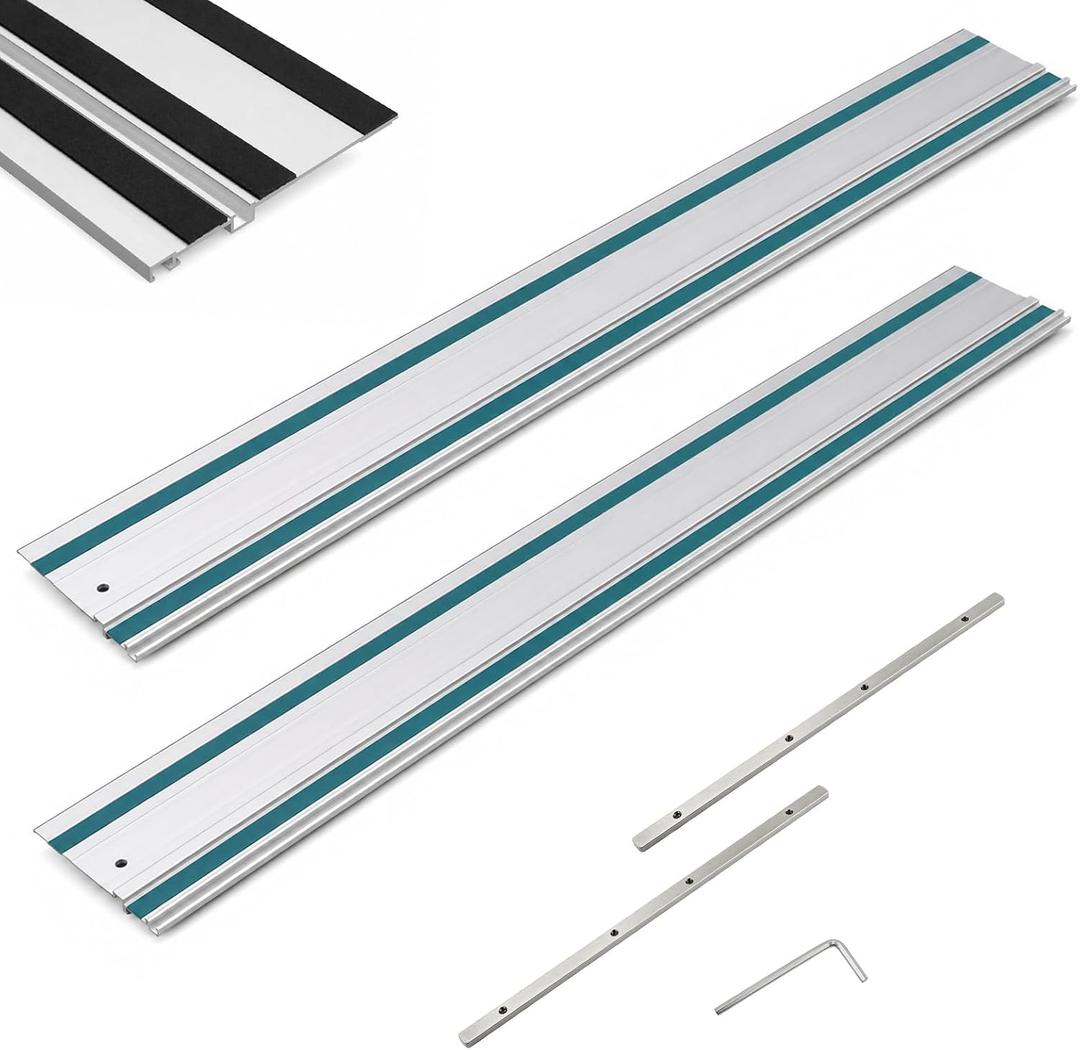 194368-5 110in Track Saw Guide Rail for Makita. Track Saw | 55"x2 Rail tracks with Connectors, Pre-Installed Splinter Guard & Anti-Slip Strips for Clean, Stable Cutting