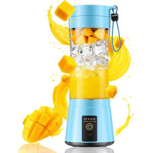 Cordless Personal Size Portable Blender - 380Ml Blender Smoothies and Shakes, BPA Free Traveling Juice Cup with Powerful Blending, Freshly Squeezed in Sports/Travel/Home (Blue)
