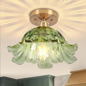 Semi Flush Mount Ceiling Light,Hallway Vintage Lights Fixture Ceiling Green 11" E26 Vintage Light Fixtures for Closet Hallway Kitchen Dining Room